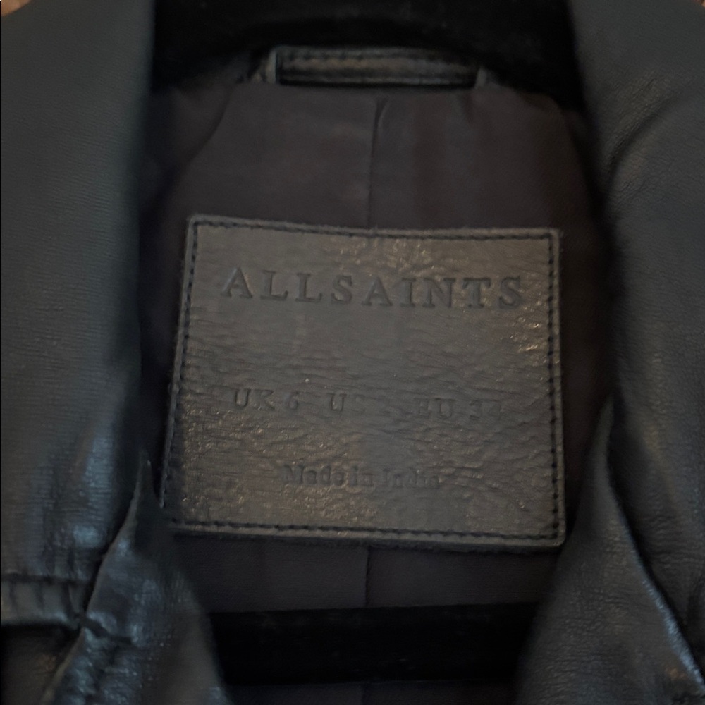 All Saints Leather Jacket Size 2 View 3